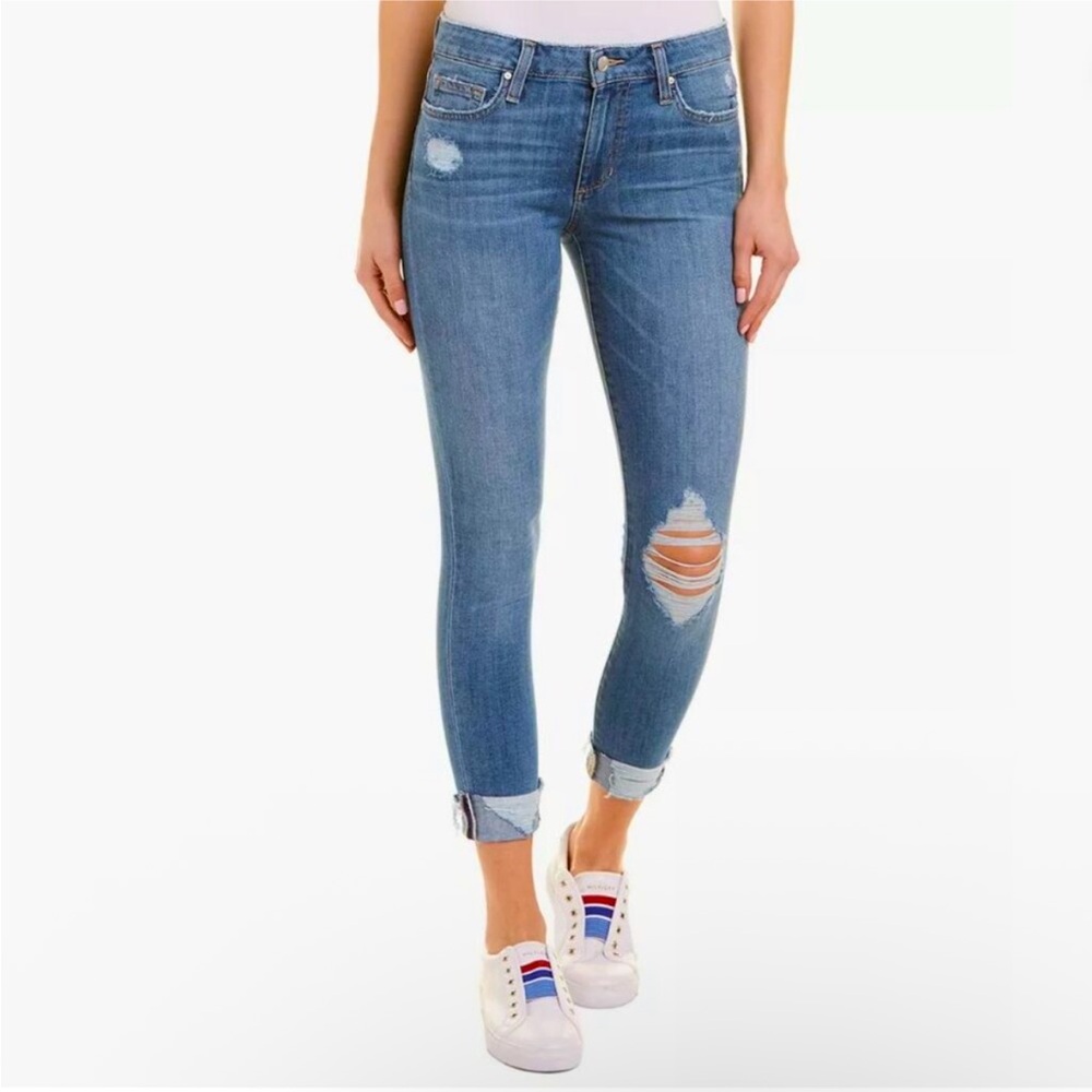 Joe's Jeans Icon Mid Rise Skinny Cuff Distressed Jeans in Rhea Size 24